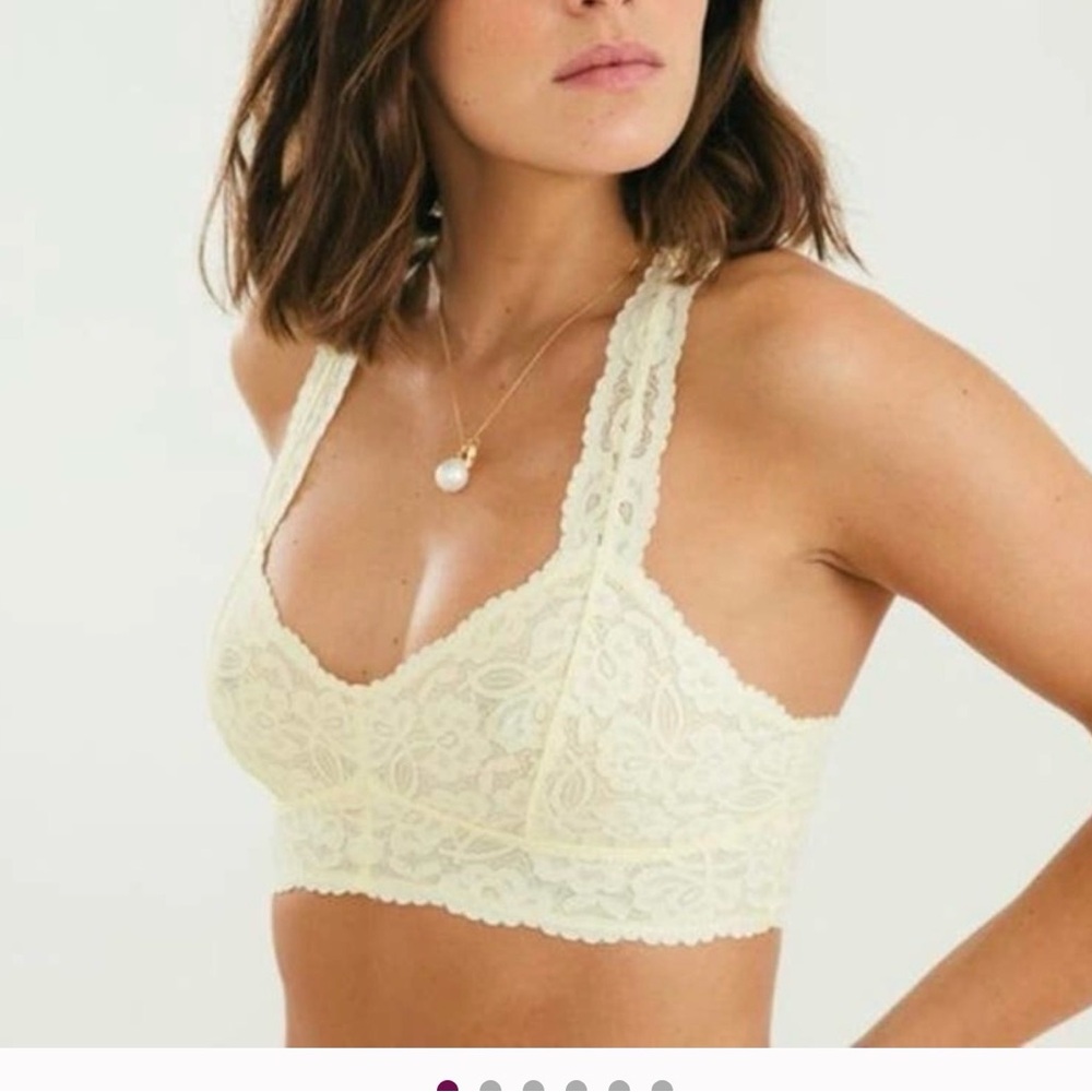 Free People Lace Longline Bralette in Cream L